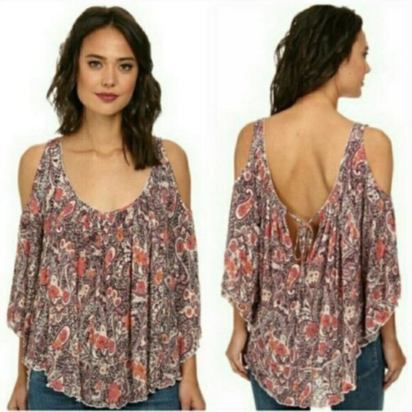 Free People Tops - Free People Boho Chloe Paisley Cold Shoulder Top S